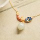 925 Sterling Silver White Jade Koi Fish Lotus Necklace 925 Sterling Silver White Jade Koi Fish Lotus Necklace