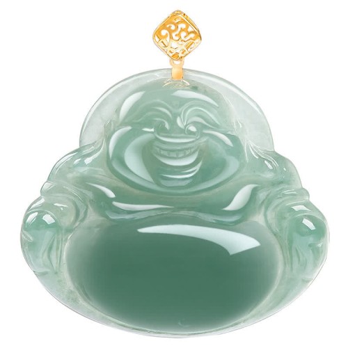 Laughing Buddha Natural Jade Prosperity Necklace