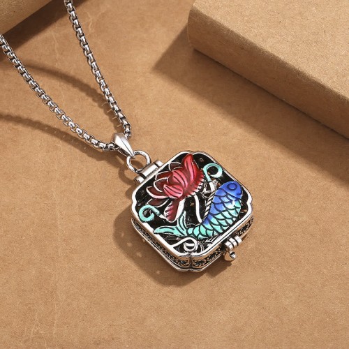 Koi Lotus Copper Coins Ghau Prayer Box Necklace Koi Lotus Copper Coins Ghau Prayer Box Necklace