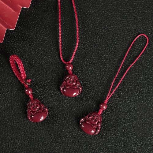 Laughing Buddha Cinnabar Blessing Pendant Keychain Laughing Buddha Cinnabar Blessing Pendant Keychain