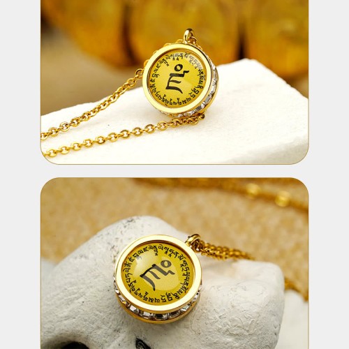 Tibetan Yellow God of Wealth Crystal Necklace