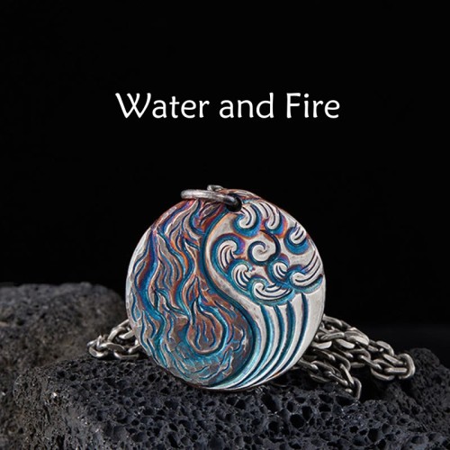 990 Sterling Silver Yin Yang Water Fire Balance Pendant