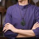 Hetian Cyan Jade Nine-Tailed Fox Luck Necklace