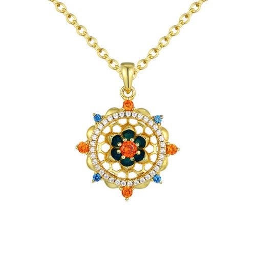 925 Sterling Silver Lotus Flower Zircon Necklace 925 Sterling Silver Lotus Flower Zircon Necklace
