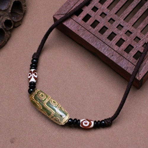 Tibetan Nine-Eye Dzi Bead Protection Necklace