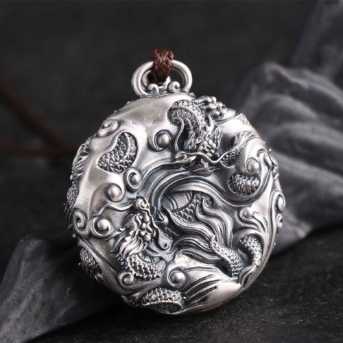 999 Sterling Silver Nine Dragons Pearl Necklace 999 Sterling Silver Nine Dragons Pearl Necklace