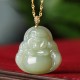 Sterling Silver Laughing Buddha Cyan Jade Success Necklace