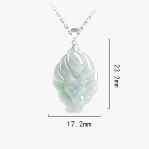 Nine Tailed Fox Jade Prosperity Necklace Pendant