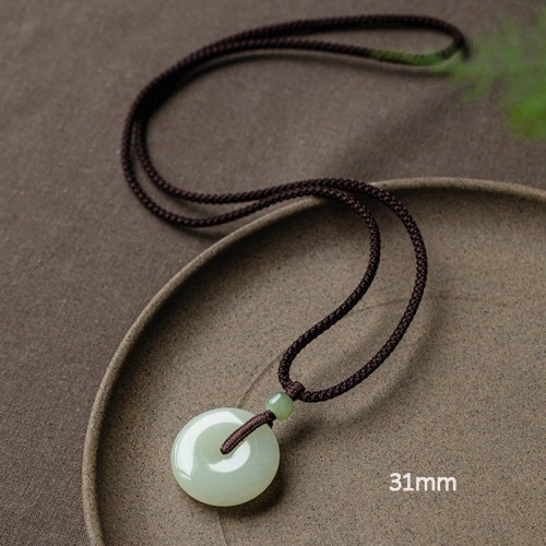 Round Jade Peace Buckle Luck Necklace Round Jade Peace Buckle Luck Necklace