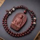 Chinese Zodiac Buddha Red Sandalwood Lotus Necklace