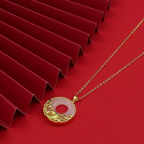 White Jade Koi Fish Titanium Steel Prosperity Necklace White Jade Koi Fish Titanium Steel Prosperity Necklace