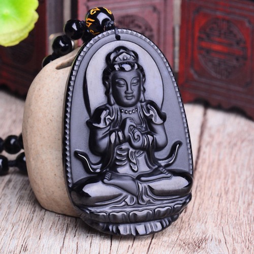 Obsidian Buddha Amulet Protection Necklace Pendant Obsidian Buddha Amulet Protection Necklace Pendant