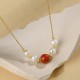 925 Silver Pearl Cinnabar Healing Bead Chain Necklace 925 Silver Pearl Cinnabar Healing Bead Chain Necklace
