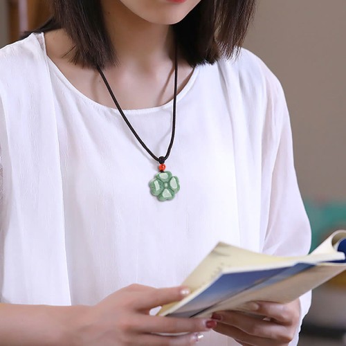 Lucky Four Leaf Clover Jade Prosperity Necklace Lucky Four Leaf Clover Jade Prosperity Necklace
