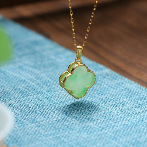 Four Leaf Clover Jade Luck Necklace Four Leaf Clover Jade Luck Necklace
