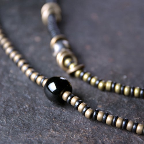 Ebony Dzi Bead Peace Couple Bracelet Necklace Ebony Dzi Bead Peace Couple Bracelet Necklace