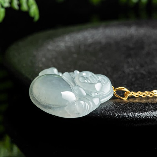 Laughing Buddha Jade 18K Gold Abundance Pendant Laughing Buddha Jade 18K Gold Abundance Pendant