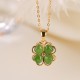 925 Silver Hetian Jade Four Leaf Clover Necklace 925 Silver Hetian Jade Four Leaf Clover Necklace