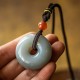 Round Jade Gray Jade Peace Luck Necklace Pendant
