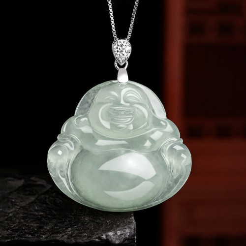 925 Sterling Silver Jade Laughing Buddha Necklace 925 Sterling Silver Jade Laughing Buddha Necklace