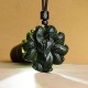 Hetian Cyan Jade Nine-Tailed Fox Luck Necklace
