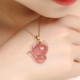 14k Gold Plated 925 Sterling Silver Strawberry Quartz Fox Healing Pendant 14k Gold Plated 925 Sterling Silver Strawberry Quartz Fox Healing Pendant