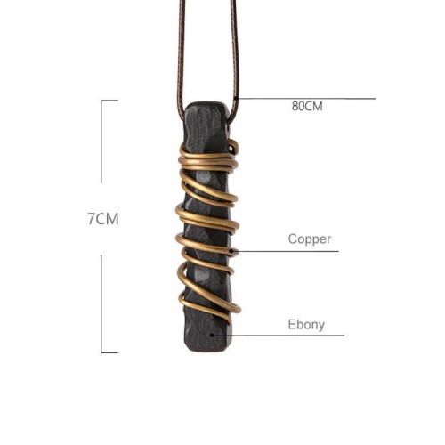 Tibet Ebony Wood Copper Peace Necklace Tibet Ebony Wood Copper Peace Necklace