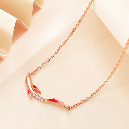 Sterling Silver Koi Fish Luck Zircon Prosperity Necklace Pendant Sterling Silver Koi Fish Luck Zircon Prosperity Necklace Pendant