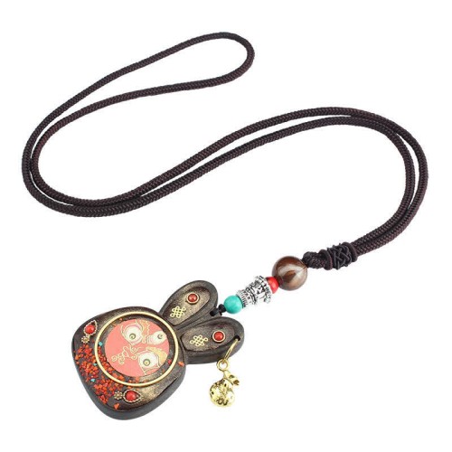 Tibet Ebony Five God of Wealth Necklace