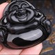 Laughing Buddha Black Obsidian Transformation Necklace