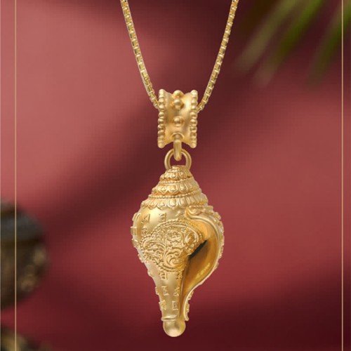 Sterling Silver Shankha Conch Shell Lucky Necklace Pendant Sterling Silver Shankha Conch Shell Lucky Necklace Pendant