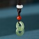Natural Hetian Cyan Jade White Jade Double Peace Necklace
