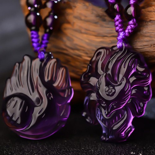Amethyst Citrine Nine-Tailed Fox Luck Necklace Pendant Amethyst Citrine Nine-Tailed Fox Luck Necklace Pendant