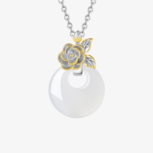 925 Silver Chalcedony Twelve Months Flower Harmony Pendant 925 Silver Chalcedony Twelve Months Flower Harmony Pendant