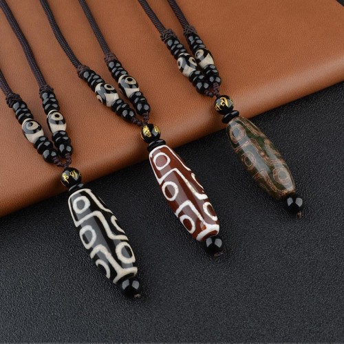Nine-Eye Dzi Bead Wealth Necklace Nine-Eye Dzi Bead Wealth Necklace