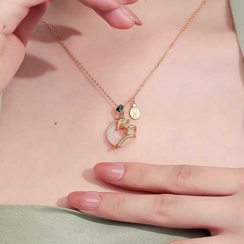 Dragon Year Hetian White Jade Success Necklace Pendant