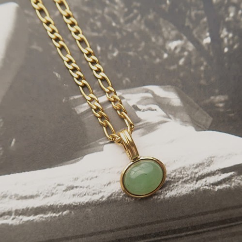 Oval Turquoise Strength Titanium Steel Pendant