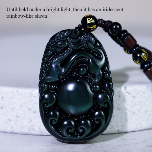 Tibetan Positive Rainbow Obsidian PiXiu Necklace Pendant Tibetan Positive Rainbow Obsidian PiXiu Necklace Pendant
