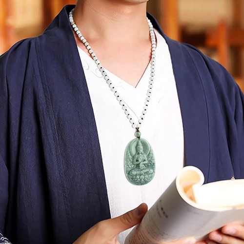 Natural Jade Avalokitesvara Wealth Necklace