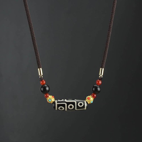 Tibetan Nine-Eye Dzi Bead Protection Necklace
