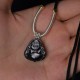 Silver Sheen Obsidian Laughing Buddha Protection Pendant