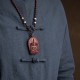 Chinese Zodiac Buddha Red Sandalwood Lotus Necklace