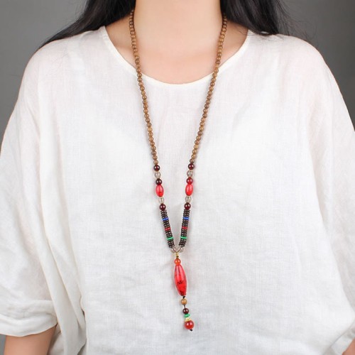 Wenge Wood Turquoise Stone Calm Necklace Pendant