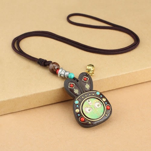 Tibet Ebony Five God of Wealth Necklace