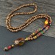 Tibetan Wenge Wood Bodhi Seed Agate Necklace Tibetan Wenge Wood Bodhi Seed Agate Necklace