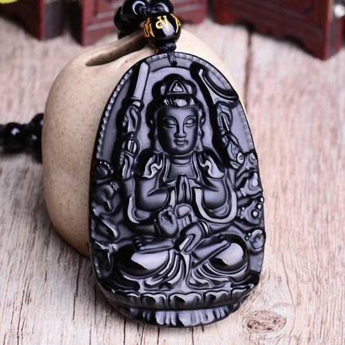 Obsidian Buddha Amulet Protection Necklace Pendant Obsidian Buddha Amulet Protection Necklace Pendant