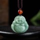 Laughing Buddha Cyan Jade Success Necklace Pendant Laughing Buddha Cyan Jade Success Necklace Pendant