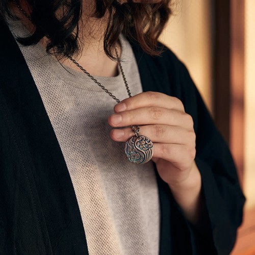 990 Sterling Silver Yin Yang Water Fire Balance Pendant