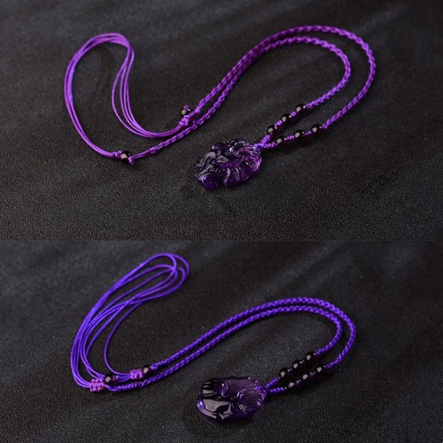 Amethyst Citrine Nine-Tailed Fox Luck Necklace Pendant Amethyst Citrine Nine-Tailed Fox Luck Necklace Pendant