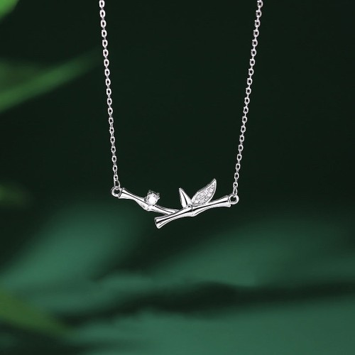 Bamboo Leaf Copper Zircon Wealth Necklace Pendant Bamboo Leaf Copper Zircon Wealth Necklace Pendant